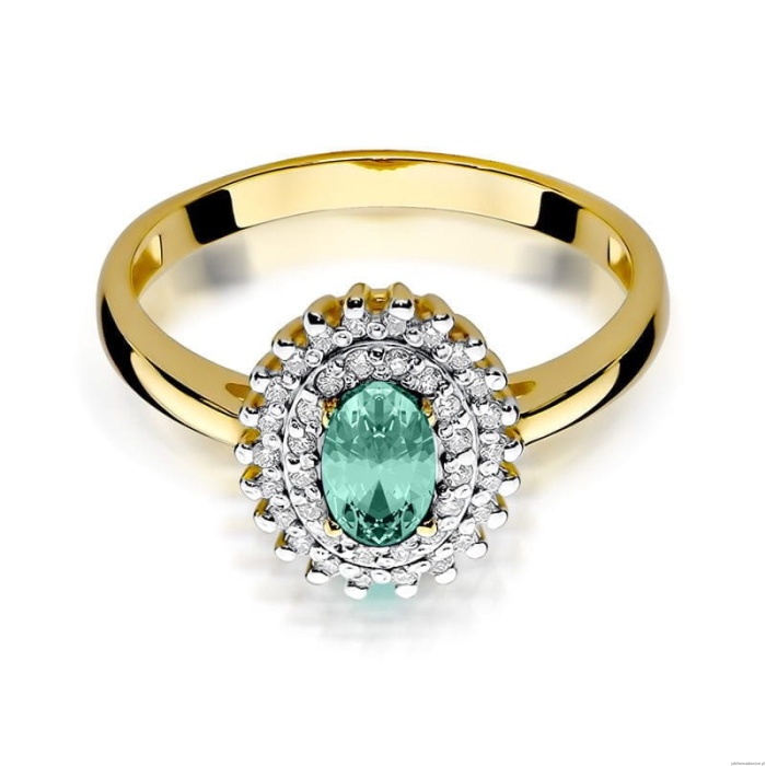 Pierścionek W0303 Szmaragd 0,40ct żółte złoto 375