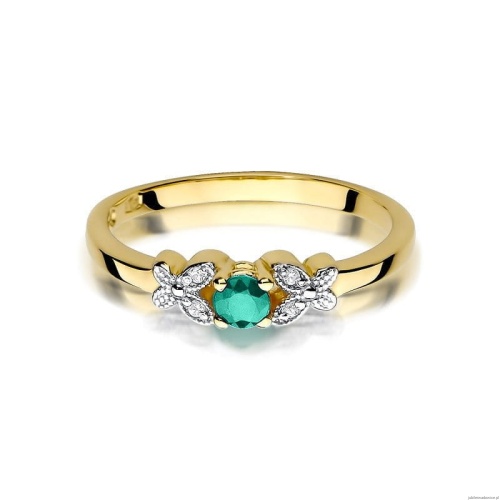 Pierścionek W0414 Szmaragd 0,15ct żółte złoto 375