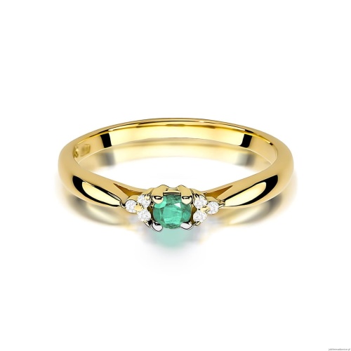 Pierścionek W0428 Szmaragd 0,15ct żółte złoto 375