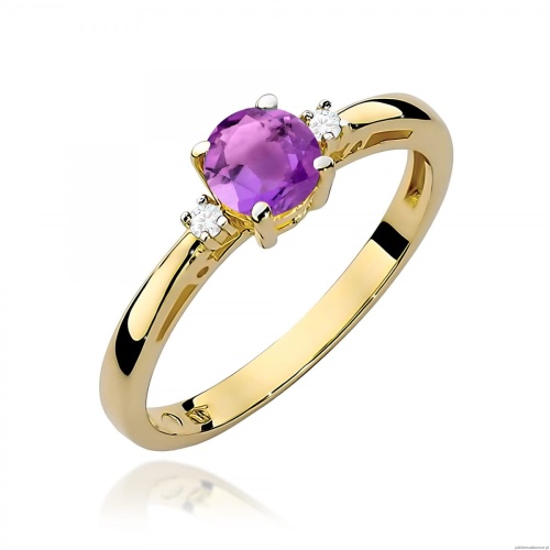 Pierścionek W0010 Ametyst 0,50ct żółte złoto 375