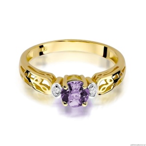 Pierścionek W0014 Ametyst 0,50ct żółte złoto 375