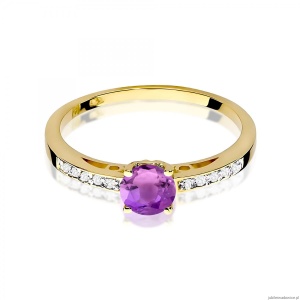 Pierścionek W0066 Ametyst 0,50ct żółte złoto 375
