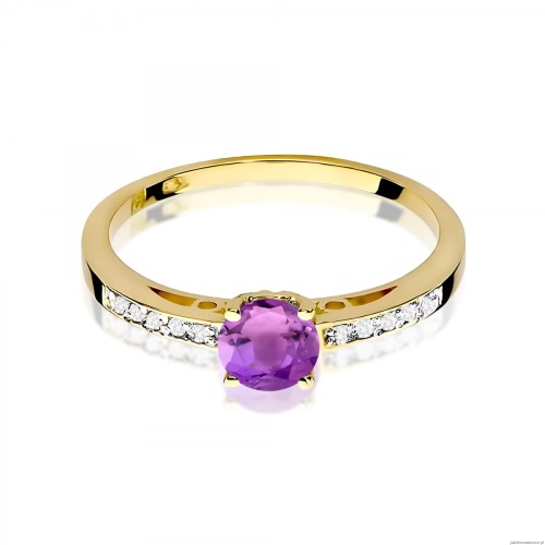 Pierścionek W0066 Ametyst 0,50ct żółte złoto 375