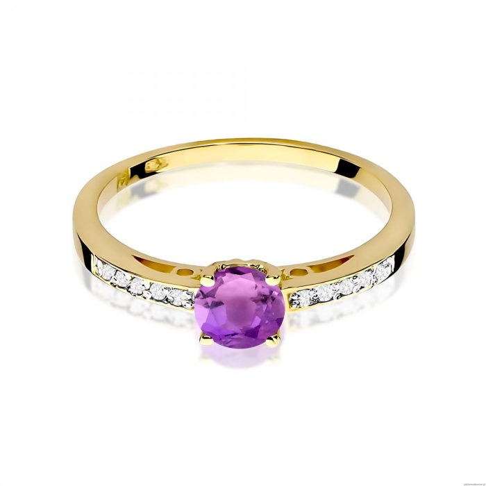 Pierścionek W0066 Ametyst 0,50ct żółte złoto 375