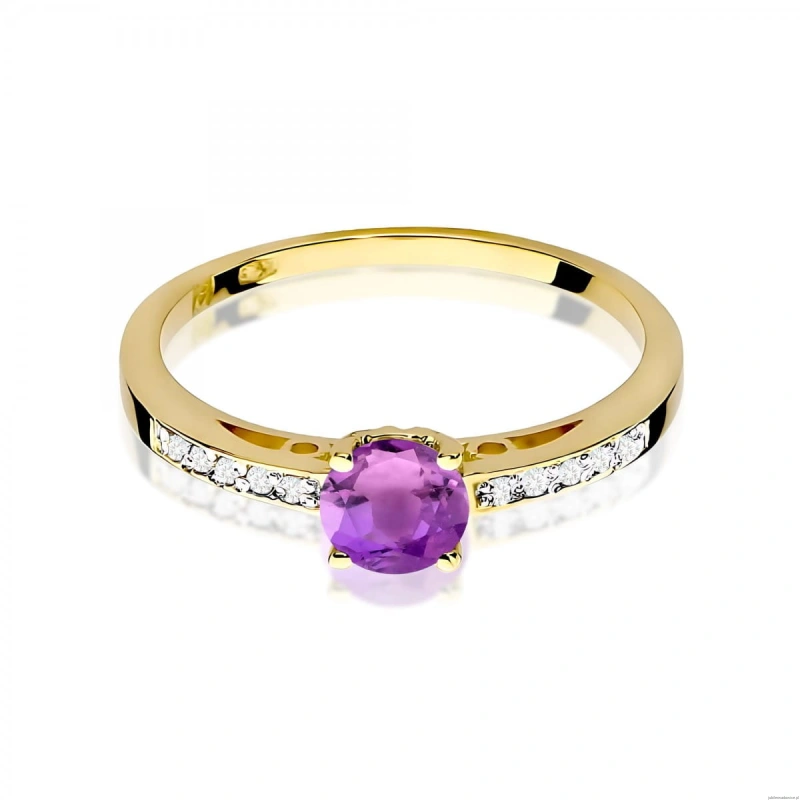 Pierścionek W0066 Ametyst 0,50ct żółte złoto 375