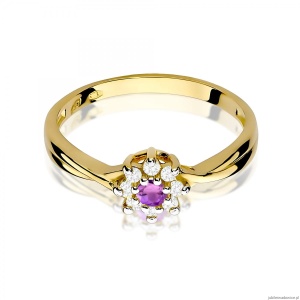 Pierścionek W0072 Ametyst 0,10ct żółte złoto 375