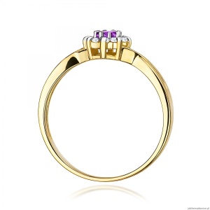 Pierścionek W0072 Ametyst 0,10ct żółte złoto 375