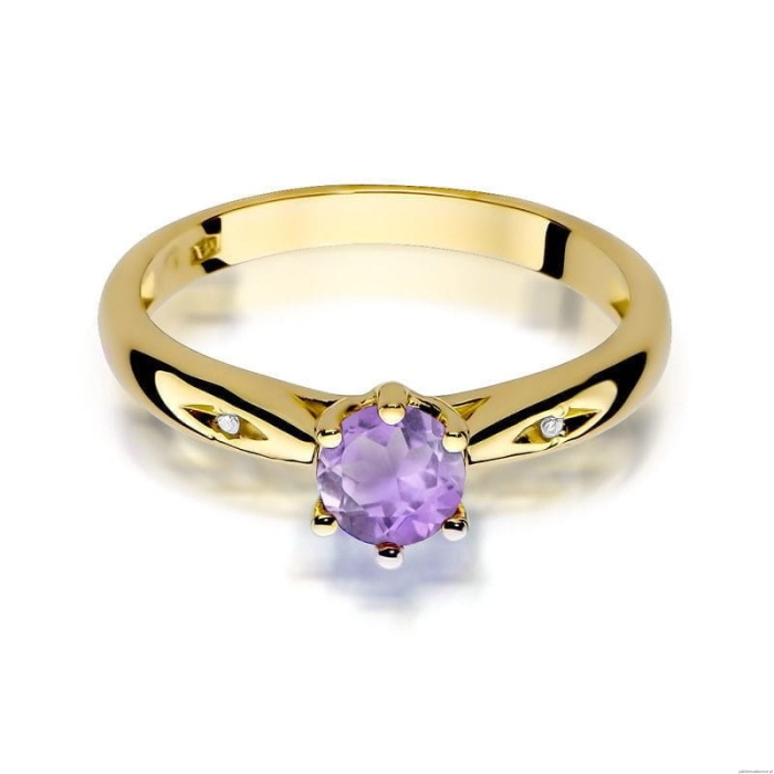 Pierścionek W0074 Ametyst 0,50ct żółte złoto 375