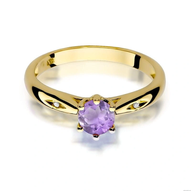Pierścionek W0074 Ametyst 0,50ct żółte złoto 375