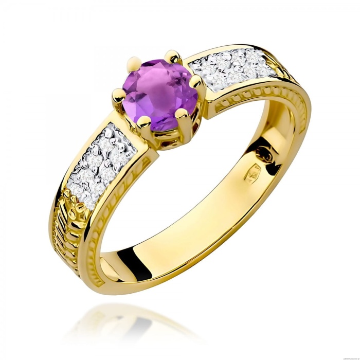 Pierścionek W0075 Ametyst 0,50ct żółte złoto 375