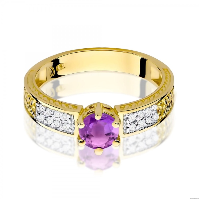 Pierścionek W0075 Ametyst 0,50ct żółte złoto 375