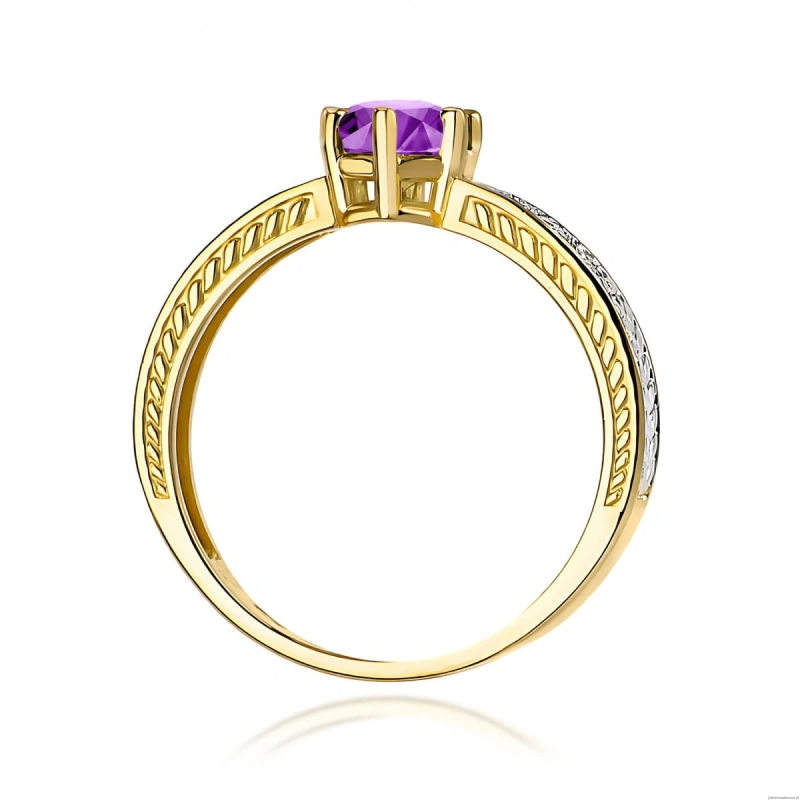 Pierścionek W0075 Ametyst 0,50ct żółte złoto 375