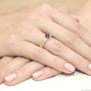Pierścionek W0075 Ametyst 0,50ct żółte złoto 375