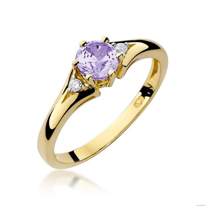 Pierścionek W0076 Ametyst 0,50ct żółte złoto 375