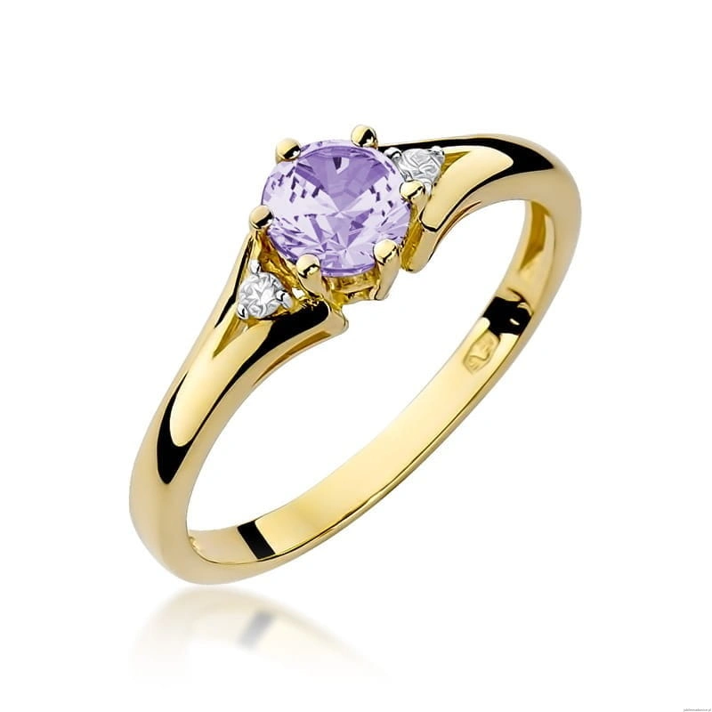 Pierścionek W0076 Ametyst 0,50ct żółte złoto 375