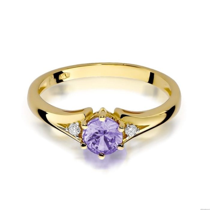 Pierścionek W0076 Ametyst 0,50ct żółte złoto 375