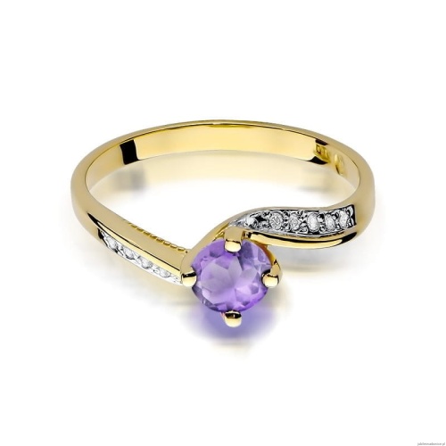 Pierścionek W0084 Ametyst 0,50ct żółte złoto 375