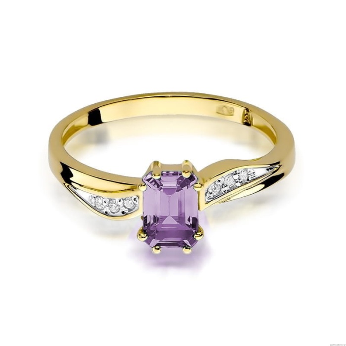 Pierścionek W0094 Ametyst 0,50ct żółte złoto 375