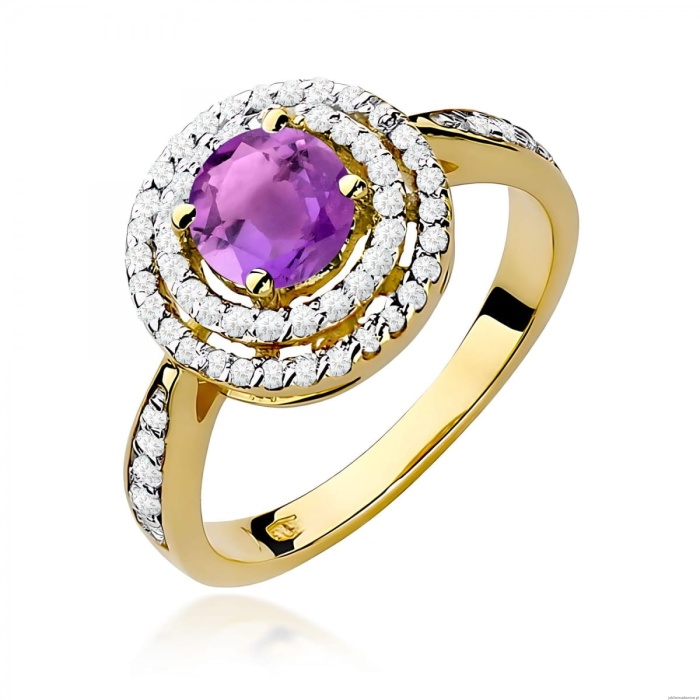 Pierścionek W0274 Ametyst 0,90ct żółte złoto 375