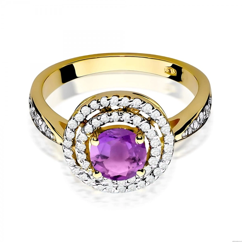 Pierścionek W0274 Ametyst 0,90ct żółte złoto 375
