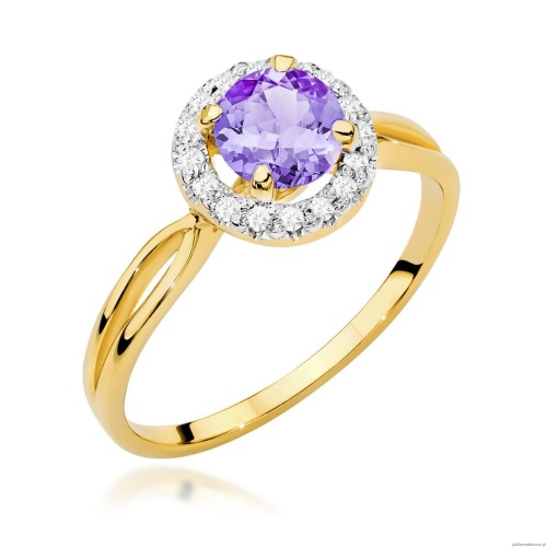 Pierścionek W0538 Ametyst 0,90ct żółte złoto 375