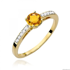 Pierścionek W0066 Cytryn 0,50ct żółte złoto 375
