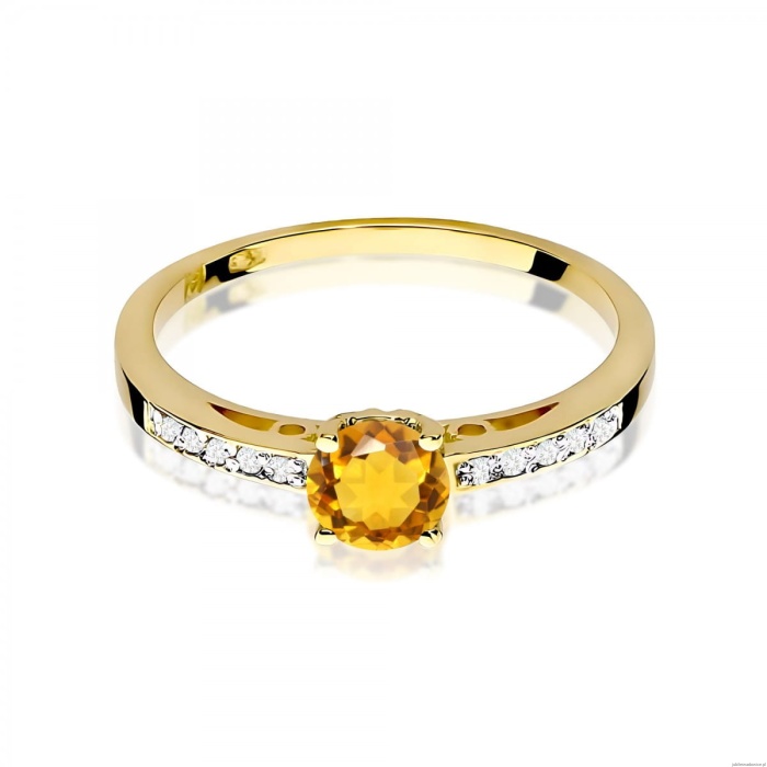 Pierścionek W0066 Cytryn 0,50ct żółte złoto 375