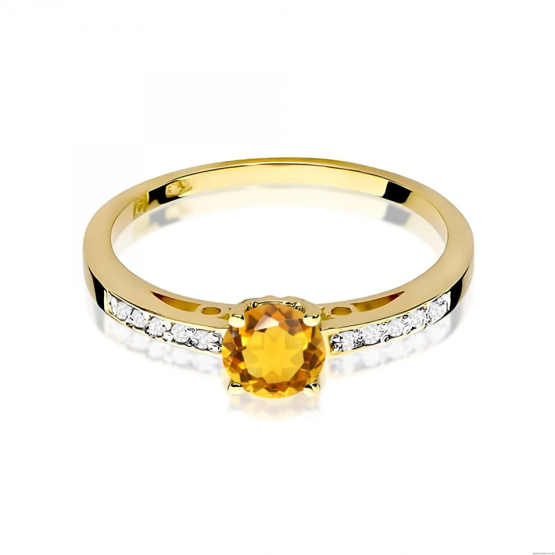 Pierścionek W0066 Cytryn 0,50ct żółte złoto 375