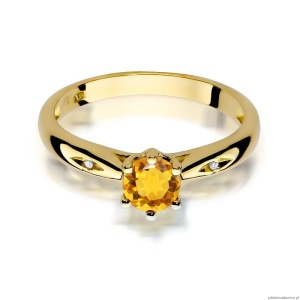 Pierścionek W0074 Cytryn 0,50ct żółte złoto 375