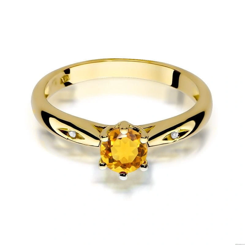 Pierścionek W0074 Cytryn 0,50ct żółte złoto 375