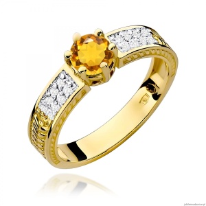 Pierścionek W0075 Cytryn 0,50ct żółte złoto 375