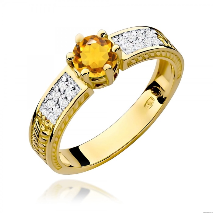 Pierścionek W0075 Cytryn 0,50ct żółte złoto 375