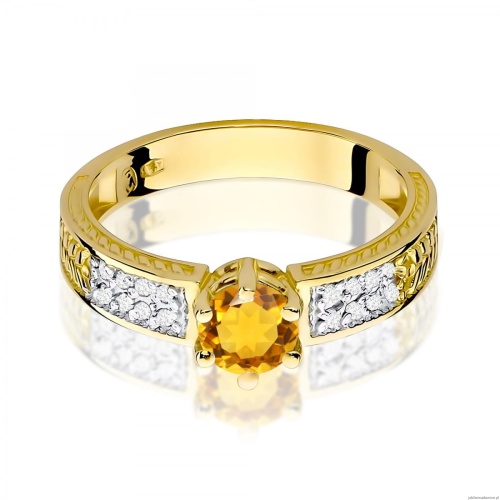 Pierścionek W0075 Cytryn 0,50ct żółte złoto 375