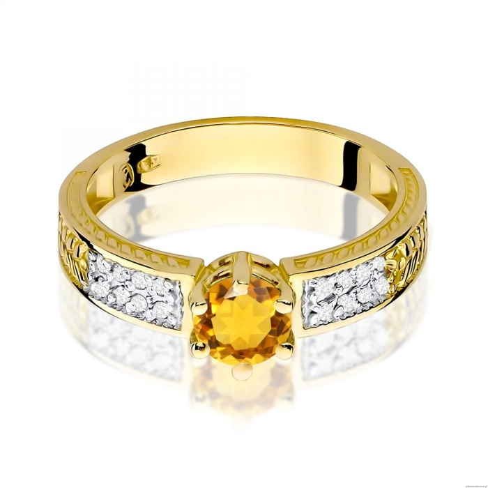 Pierścionek W0075 Cytryn 0,50ct żółte złoto 375
