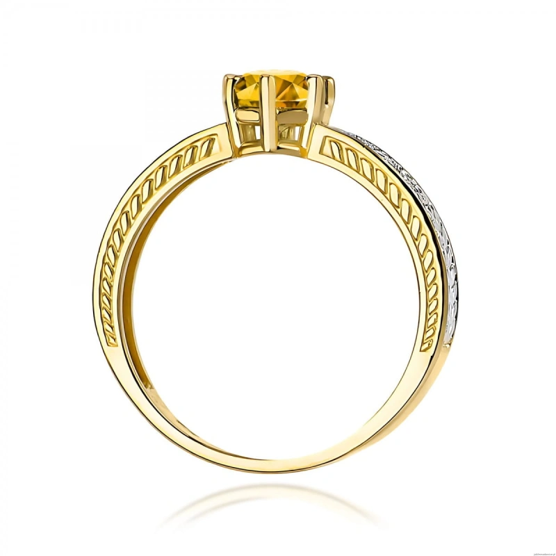 Pierścionek W0075 Cytryn 0,50ct żółte złoto 375