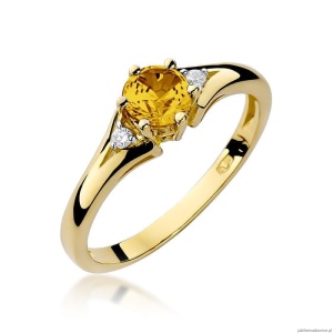 Pierścionek W0076 Cytryn 0,50ct żółte złoto 375