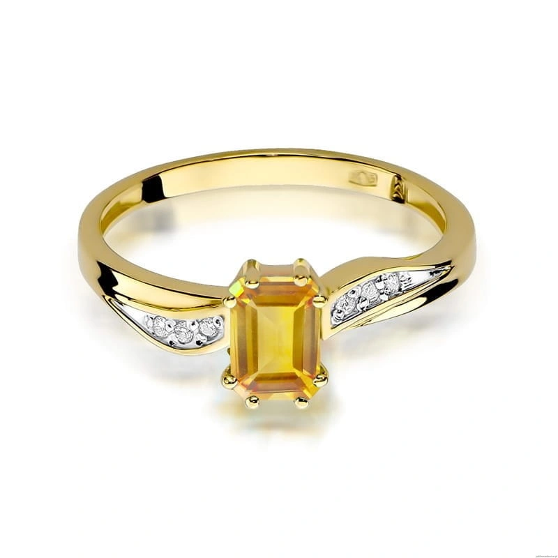 Pierścionek W0094 Cytryn 0,60ct żółte złoto 375