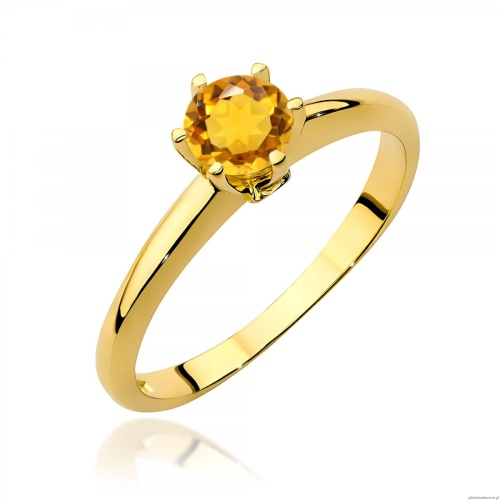 Pierścionek W0557 Cytryn 0,50ct żółte złoto 375