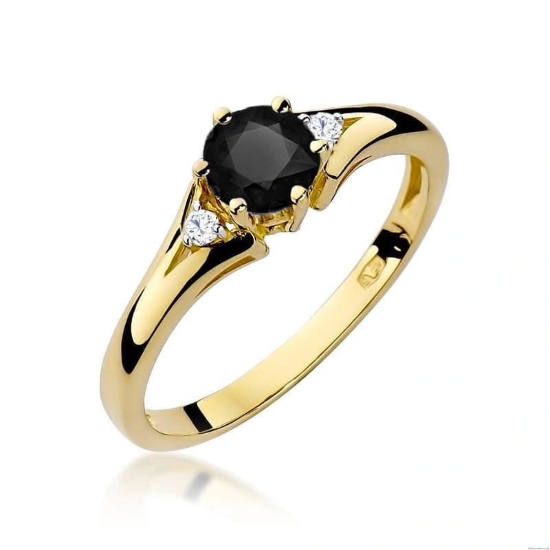 Pierścionek W0076 Czarny Diament 0,50ct żółte złoto 375
