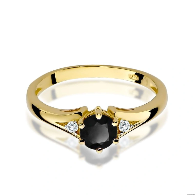 Pierścionek W0076 Czarny Diament 0,50ct żółte złoto 375