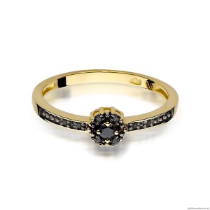 Pierścionek W0091 Czarny Diament 0,04ct żółte złoto 375