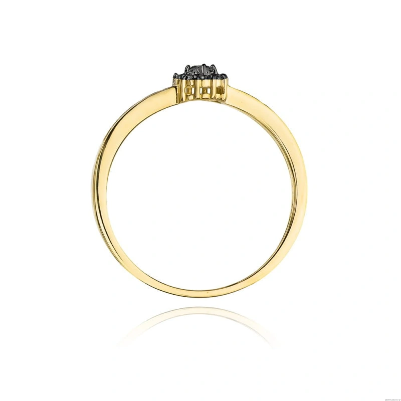Pierścionek W0091 Czarny Diament 0,04ct żółte złoto 375
