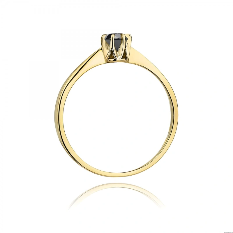 Pierścionek W0111 Czarny Diament 0,12ct żółte złoto 375