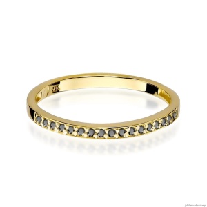 Pierścionek W0306 z czarnymi Diamentami żółte złoto 375