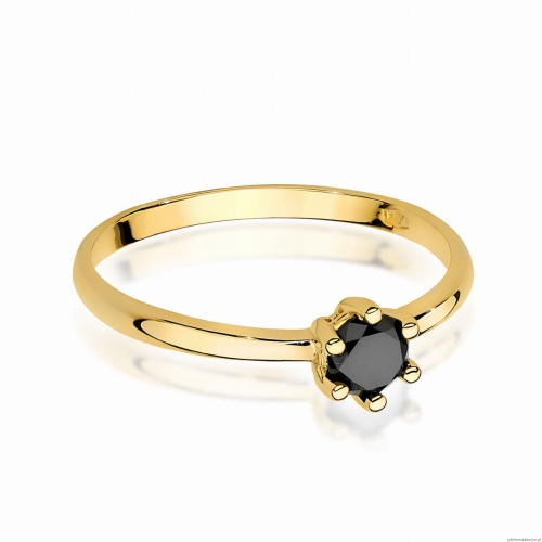 Pierścionek W0496 Czarny Diament 0,30ct żółte złoto 375