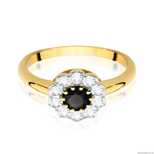 Pierścionek W0529 Czarny Diament 0,50ct żółte złoto 375
