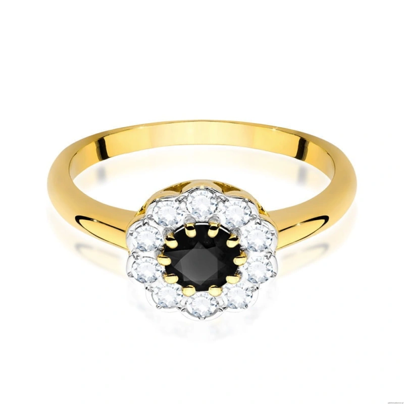 Pierścionek W0529 Czarny Diament 0,50ct żółte złoto 375