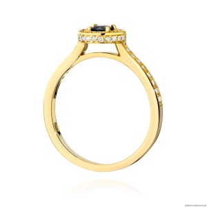 Pierścionek W0559 Czarny Diament 0,30ct żółte złoto 375