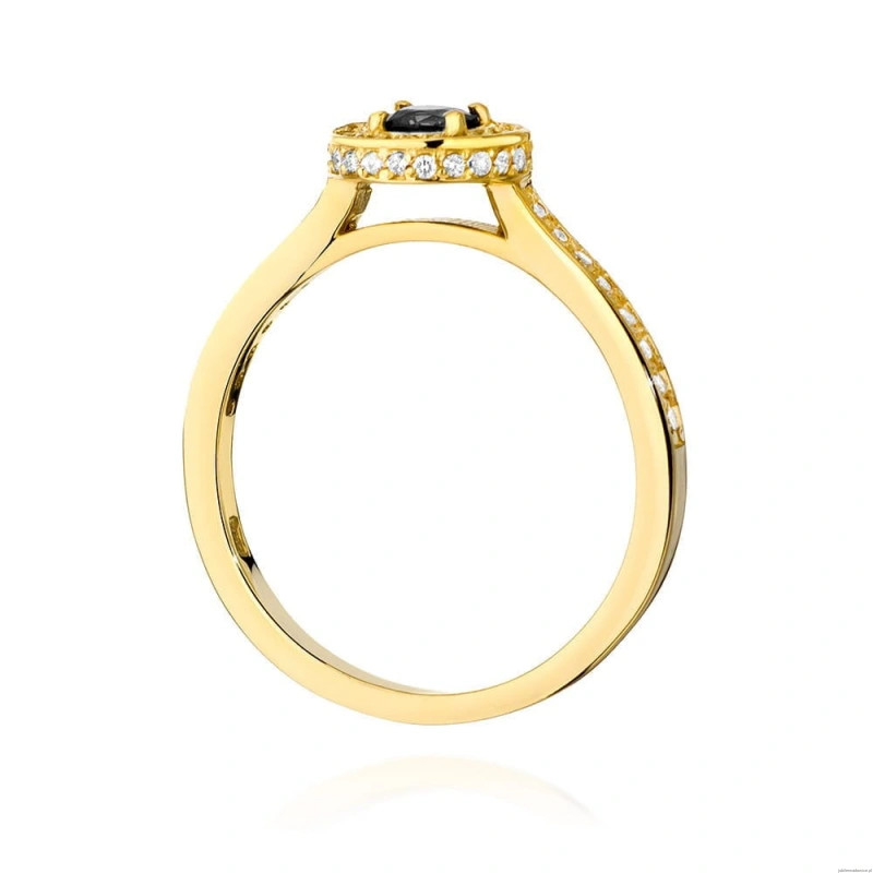 Pierścionek W0559 Czarny Diament 0,30ct żółte złoto 375