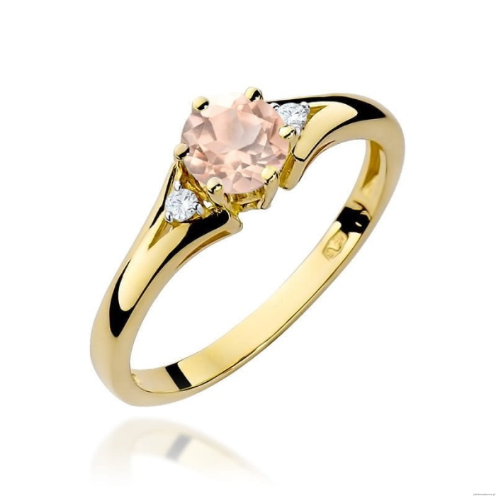 Pierścionek W0076 Morganit 0,40ct żółte złoto 375